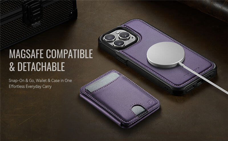 JEEHOOD iPhone 15 Pro 2-in-1 Magnetic Wallet Case