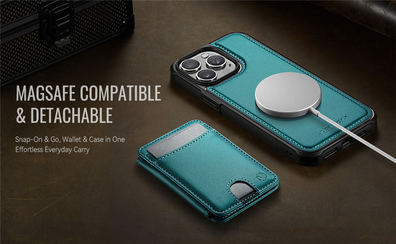 JEEHOOD iPhone 15 Pro Max 2-in-1 Magnetic Wallet Case