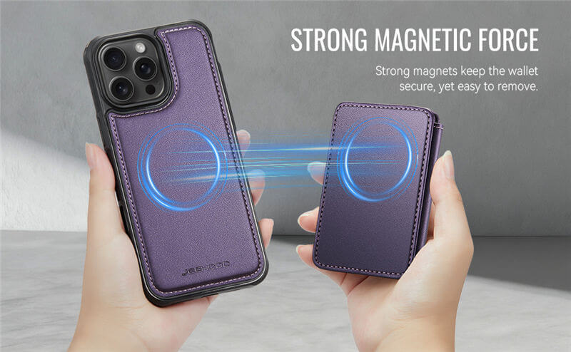 JEEHOOD iPhone 12/12 Pro 2-in-1 Magnetic Wallet Case