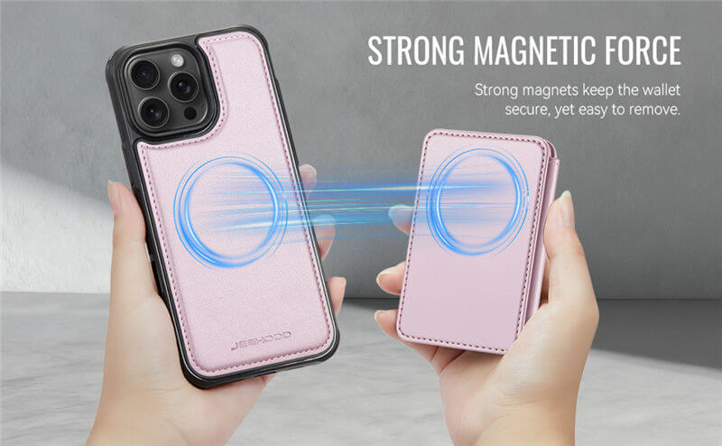 JEEHOOD iPhone 15 Pro 2-in-1 Magnetic Wallet Case