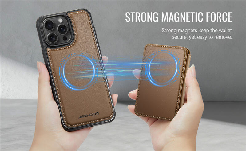 JEEHOOD iPhone 15 Pro Max 2-in-1 Magnetic Wallet Case