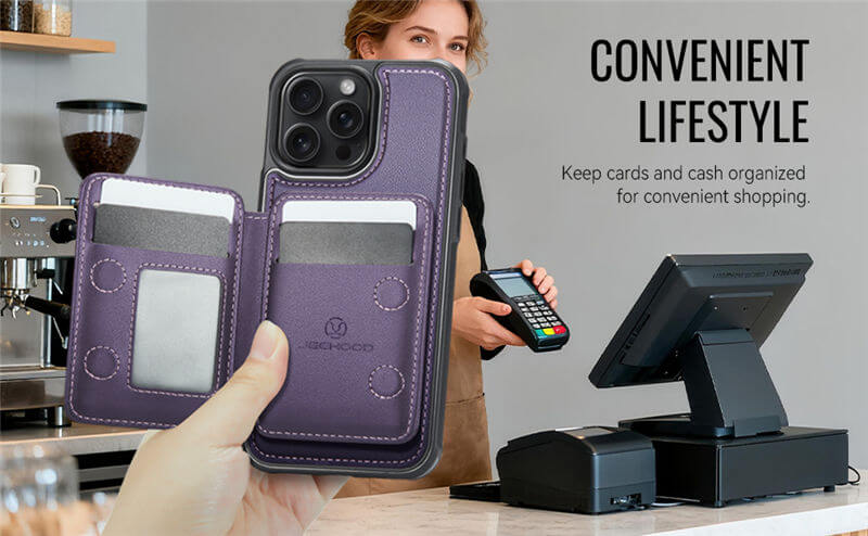 JEEHOOD iPhone 15 Pro Max 2-in-1 Magnetic Wallet Case