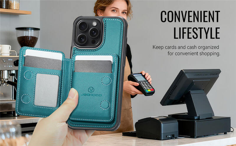 JEEHOOD iPhone 12/12 Pro 2-in-1 Magnetic Wallet Case