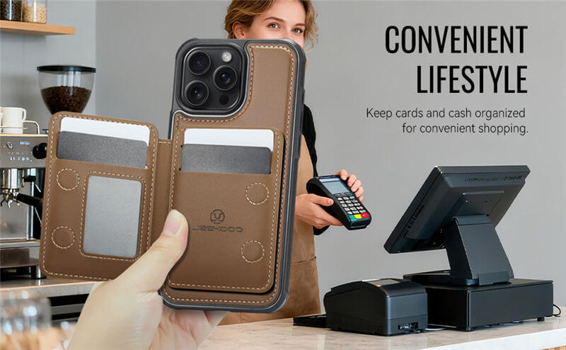 JEEHOOD iPhone 15 Pro 2-in-1 Magnetic Wallet Case