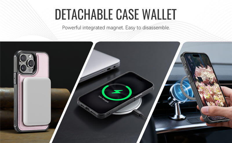 JEEHOOD iPhone 15 Pro Max 2-in-1 Magnetic Wallet Case