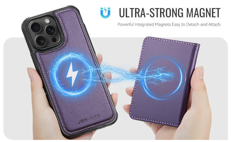 JEEHOOD iPhone 13 Pro Max Detachable Magnetic Zipper Wallet Case