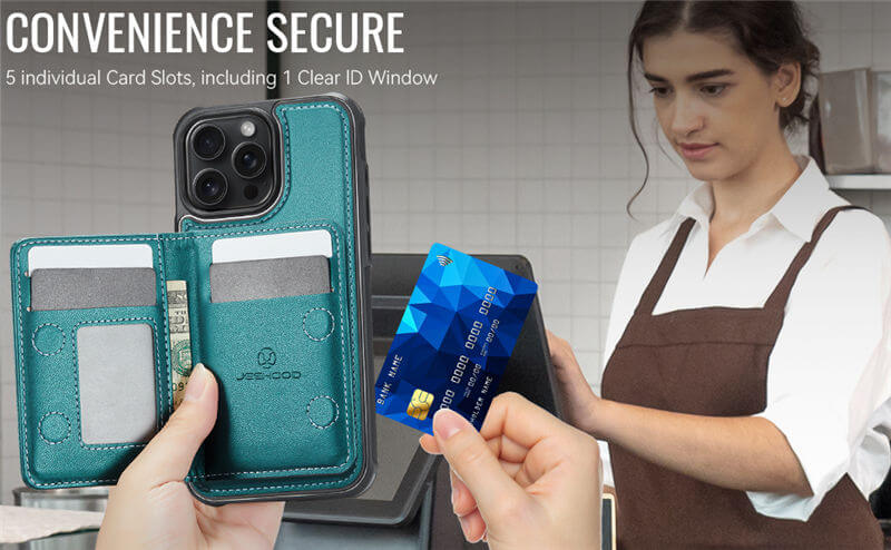 JEEHOOD iPhone 13 Pro Max Detachable Magnetic Zipper Wallet Case