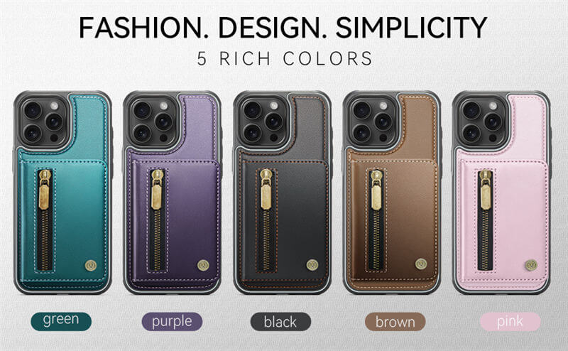 JEEHOOD iPhone 12/12 Pro Detachable Magnetic Zipper Wallet Case