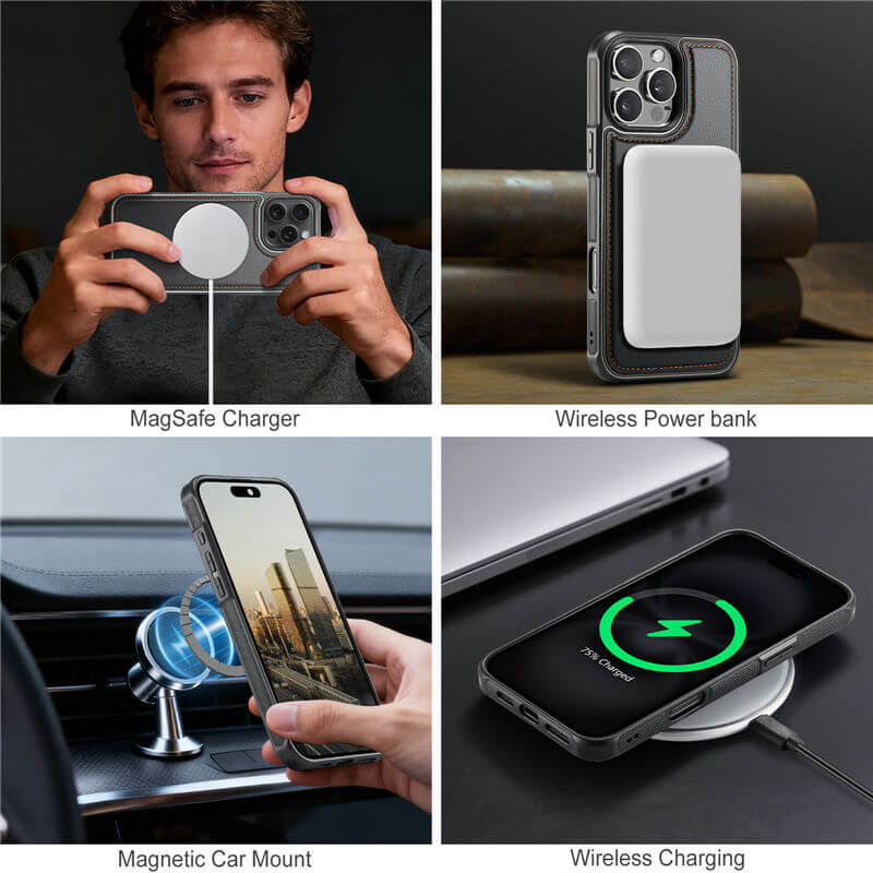 JEEHOOD iPhone 16 Pro Detachable 2-in-1 Magnetic Wallet Case