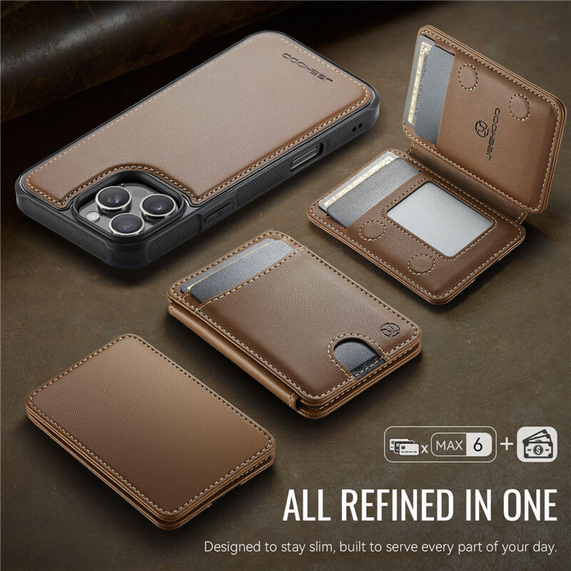 JEEHOOD iPhone 16 Pro Max 2-in-1 Magnetic RFID Wallet Case