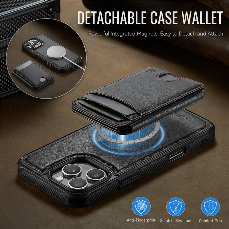 JEEHOOD iPhone 16 Pro Detachable 2-in-1 Magnetic Wallet Case