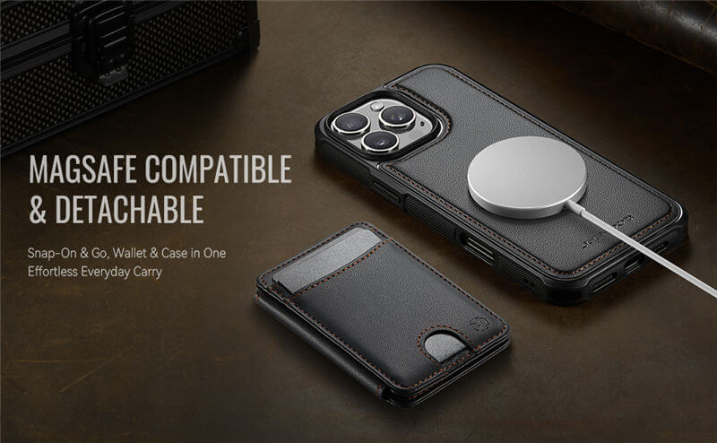 JEEHOOD iPhone 16 Pro Max 2-in-1 Magnetic Wallet Case