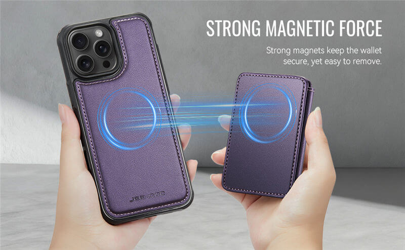 JEEHOOD iPhone 16 Pro Max 2-in-1 Magnetic Wallet Case