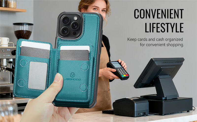 JEEHOOD iPhone 16 Pro Max 2-in-1 Magnetic Wallet Case