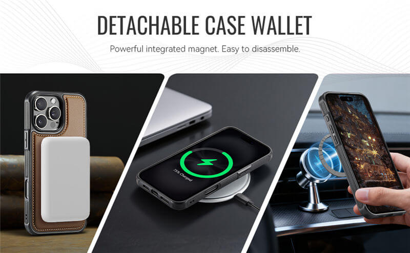 JEEHOOD iPhone 16 Pro Max 2-in-1 Magnetic Wallet Case