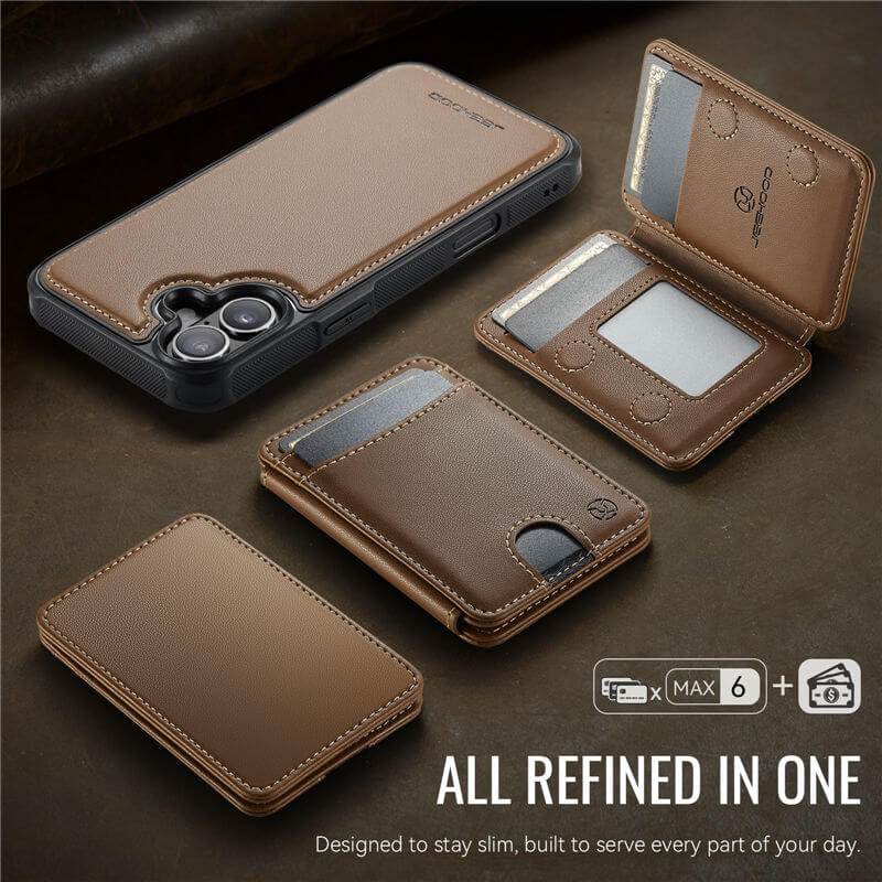 JEEHOOD iPhone 16 2-in-1 Magnetic RFID Wallet Case