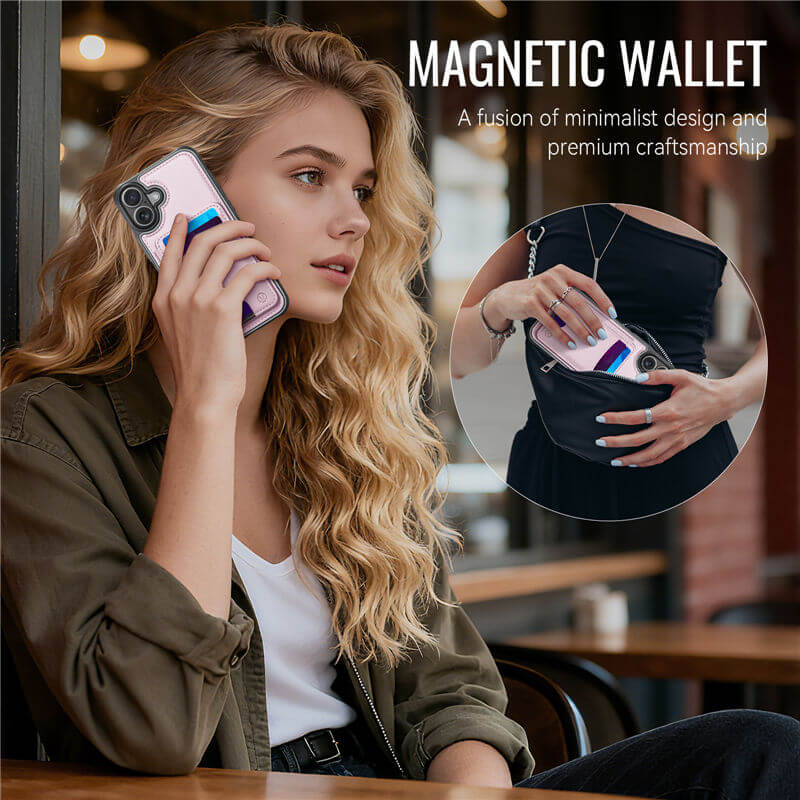 JEEHOOD iPhone 16 Plus 2-in-1 Magnetic RFID Wallet Case