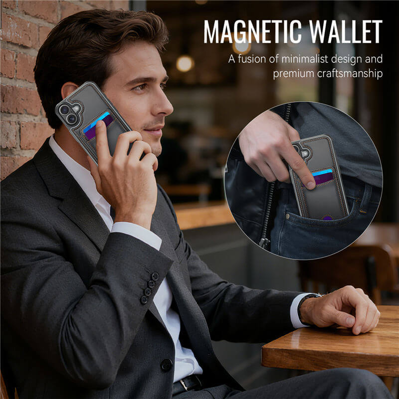 JEEHOOD iPhone 17 2-in-1 Magnetic RFID Wallet Case