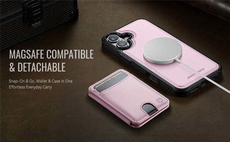 JEEHOOD iPhone 16 Plus 2-in-1 Magnetic Wallet Case