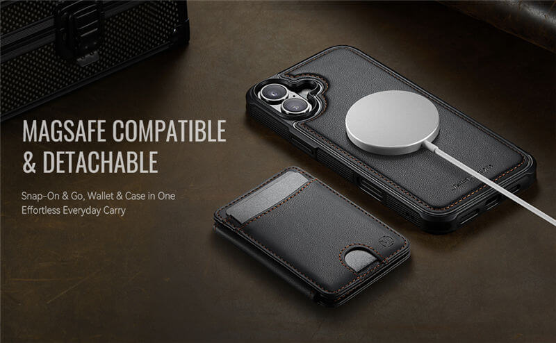 JEEHOOD iPhone 17 2-in-1 Magnetic Wallet Case