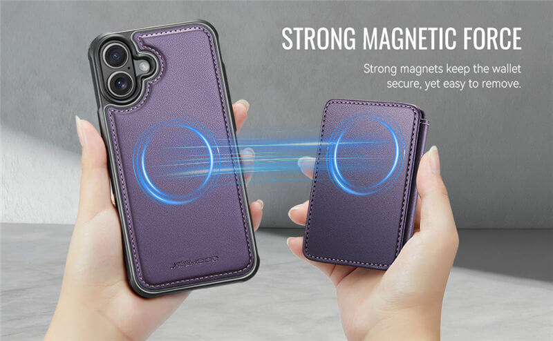 JEEHOOD iPhone 17 2-in-1 Magnetic Wallet Case