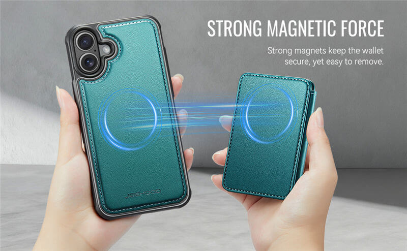 JEEHOOD iPhone 16 Plus 2-in-1 Magnetic Wallet Case