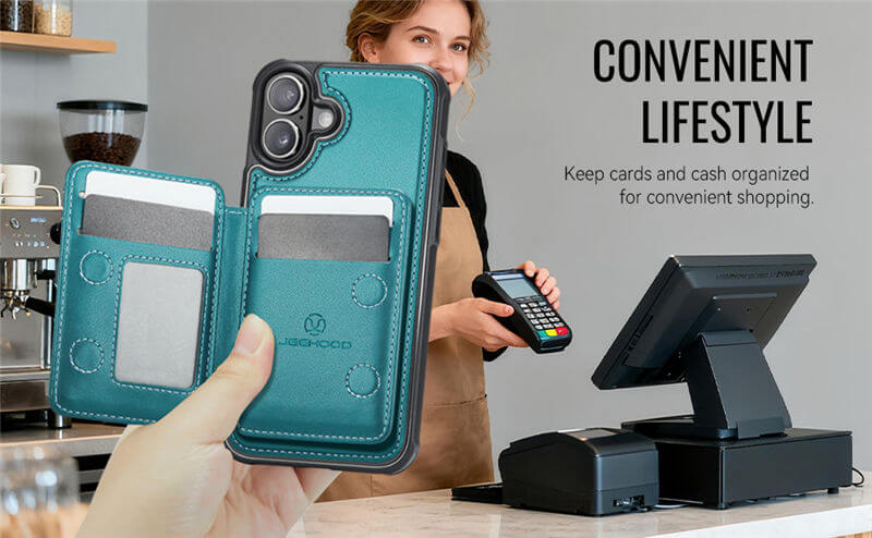 JEEHOOD iPhone 17 2-in-1 Magnetic Wallet Case