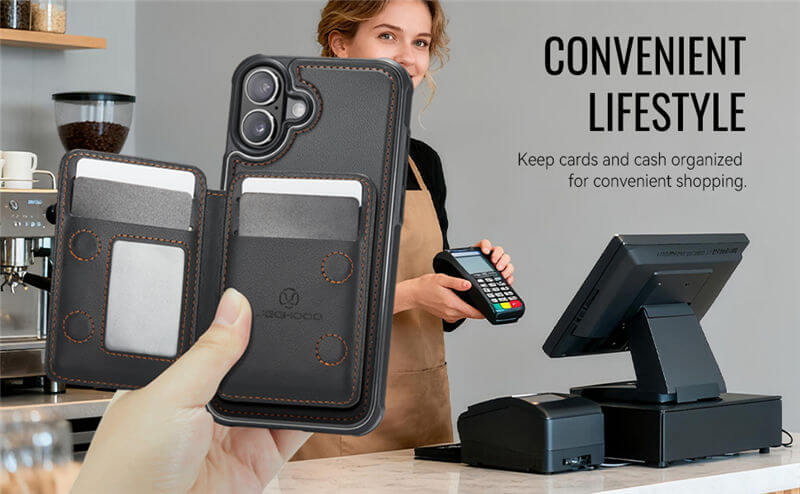 JEEHOOD iPhone 16 Plus 2-in-1 Magnetic Wallet Case