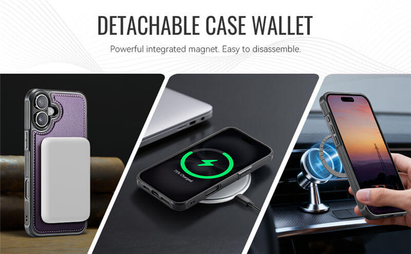 JEEHOOD iPhone 16 Plus 2-in-1 Magnetic Wallet Case