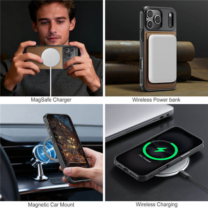 JEEHOOD iPhone 17 Pro Max 2-in-1 Magnetic RFID Wallet Case