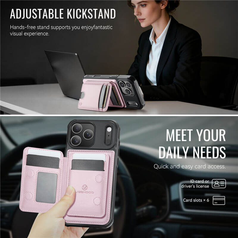 JEEHOOD iPhone 17 Pro 2-in-1 Magnetic RFID Wallet Case