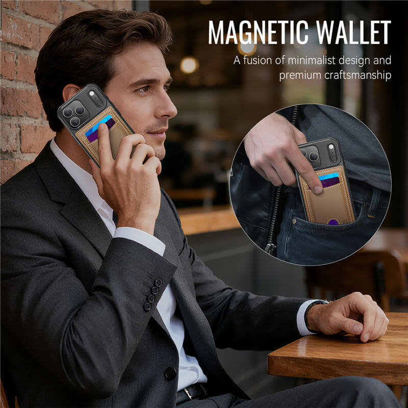 JEEHOOD iPhone 17 Pro 2-in-1 Magnetic RFID Wallet Case