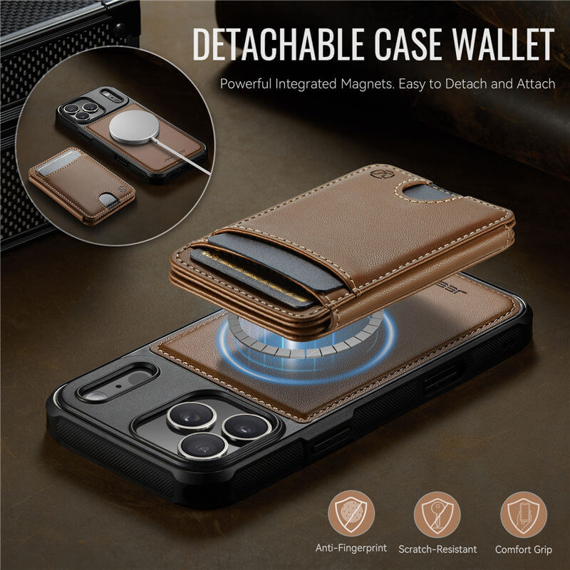 JEEHOOD iPhone 17 Pro Max 2-in-1 Magnetic RFID Wallet Case