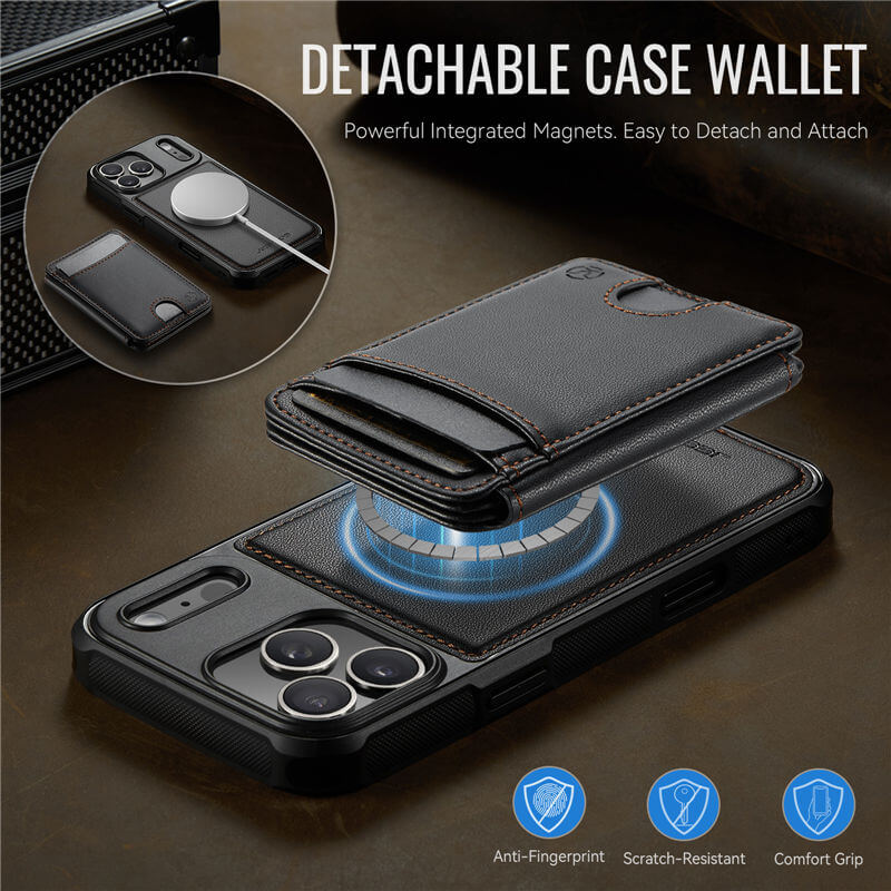JEEHOOD iPhone 17 Pro 2-in-1 Magnetic RFID Wallet Case