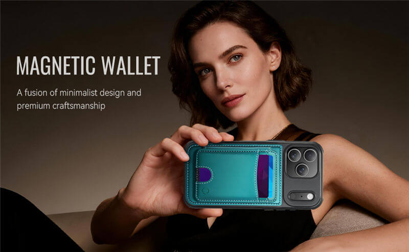 JEEHOOD iPhone 17 Pro 2-in-1 Magnetic Wallet Case