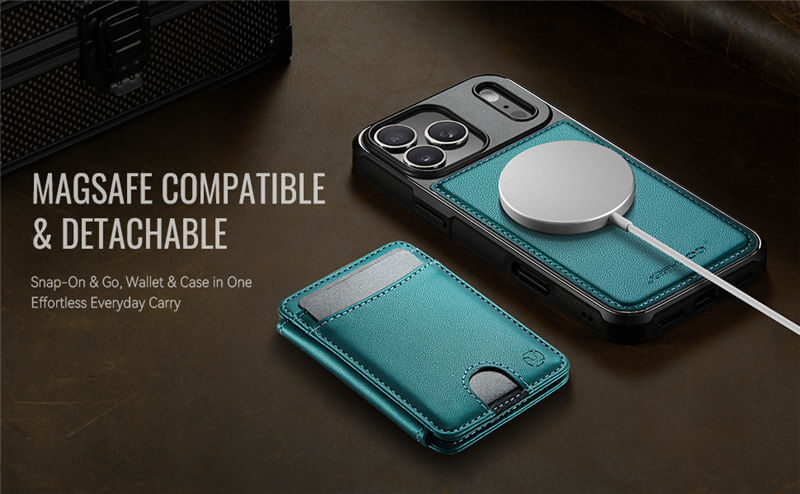 JEEHOOD iPhone 17 Pro Max 2-in-1 Magnetic Wallet Case