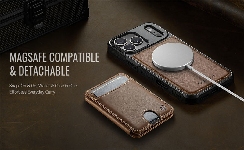 JEEHOOD iPhone 17 Pro 2-in-1 Magnetic Wallet Case