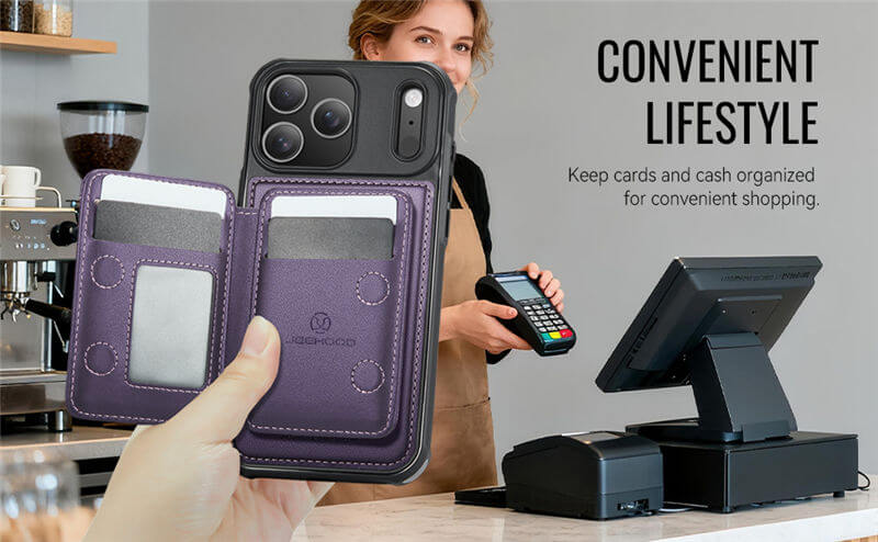 JEEHOOD iPhone 17 Pro Max 2-in-1 Magnetic Wallet Case