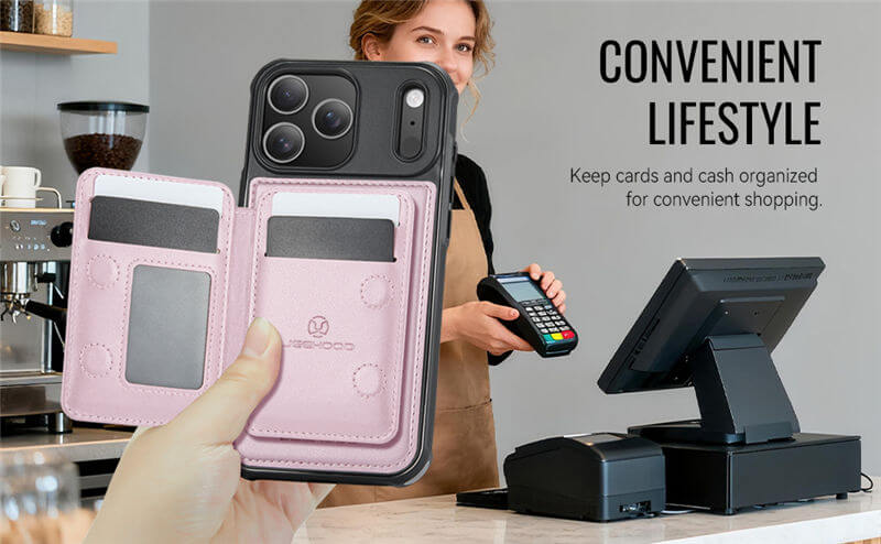 JEEHOOD iPhone 17 Pro 2-in-1 Magnetic Wallet Case