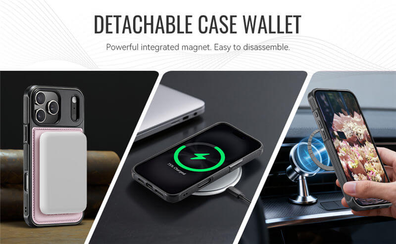JEEHOOD iPhone 17 Pro Max 2-in-1 Magnetic Wallet Case