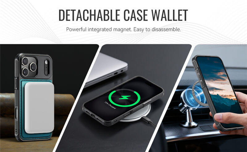 JEEHOOD iPhone 17 Pro 2-in-1 Magnetic Wallet Case