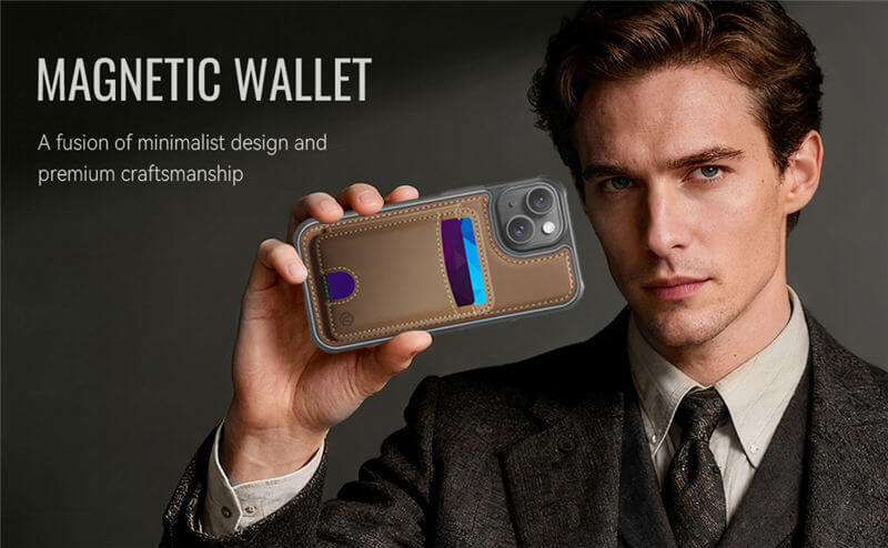 JEEHOOD iPhone 15 2-in-1 Magnetic Wallet Case