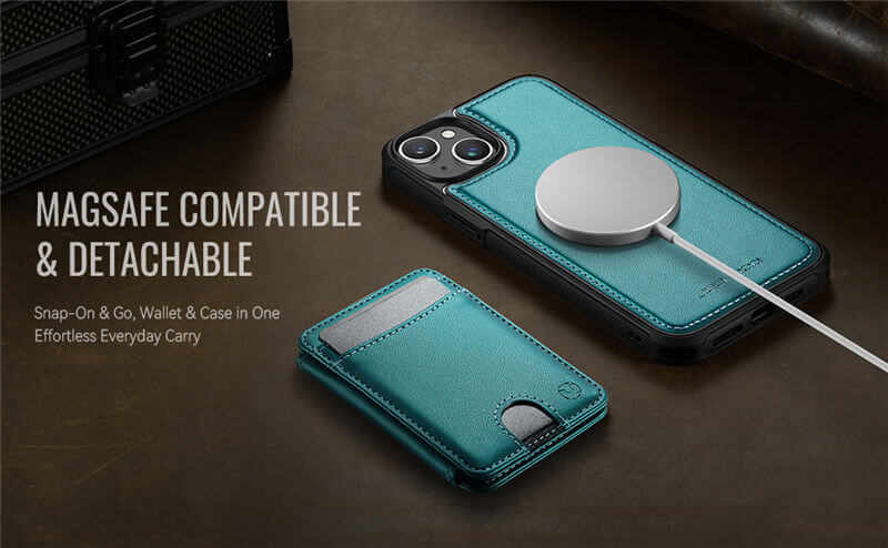 JEEHOOD iPhone 15 Plus 2-in-1 Magnetic Wallet Case