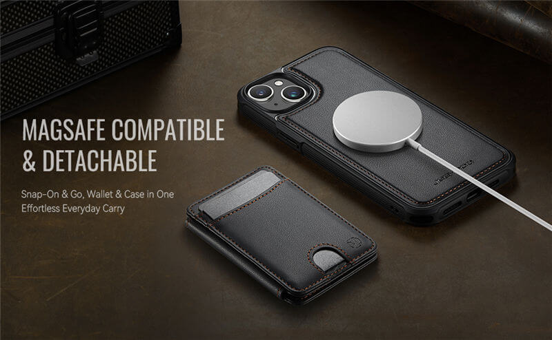 JEEHOOD iPhone 15 2-in-1 Magnetic Wallet Case