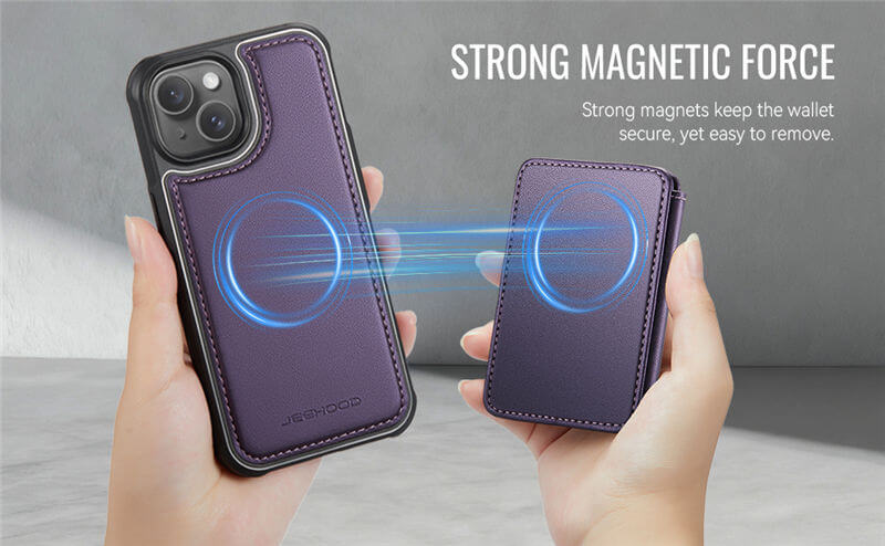 JEEHOOD iPhone 15 2-in-1 Magnetic Wallet Case