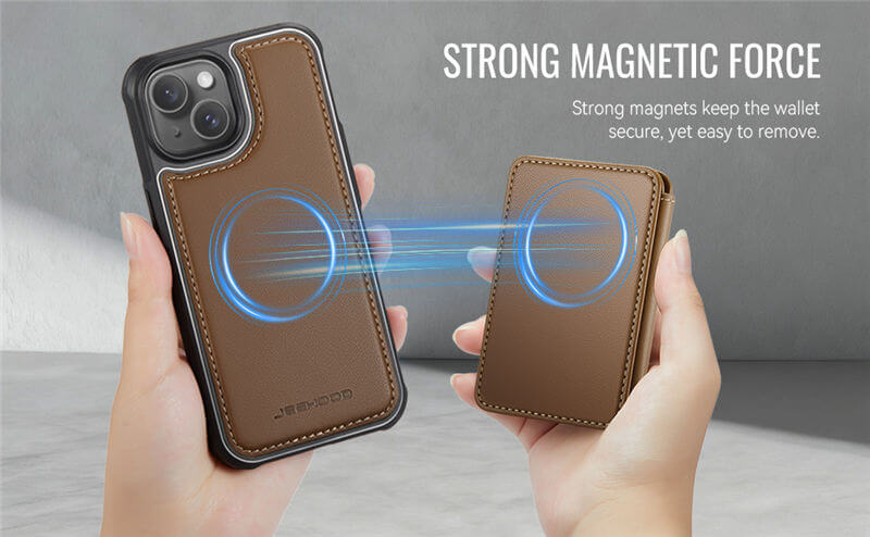 JEEHOOD iPhone 15 Plus 2-in-1 Magnetic Wallet Case