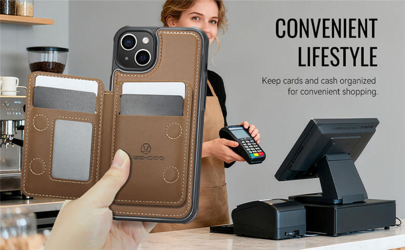 JEEHOOD iPhone 14 Plus 2-in-1 Magnetic Wallet Case