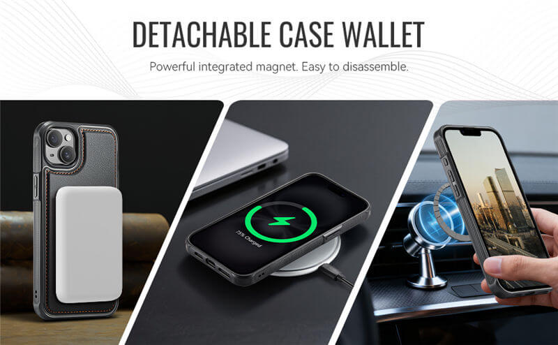 JEEHOOD iPhone 14 Plus 2-in-1 Magnetic Wallet Case