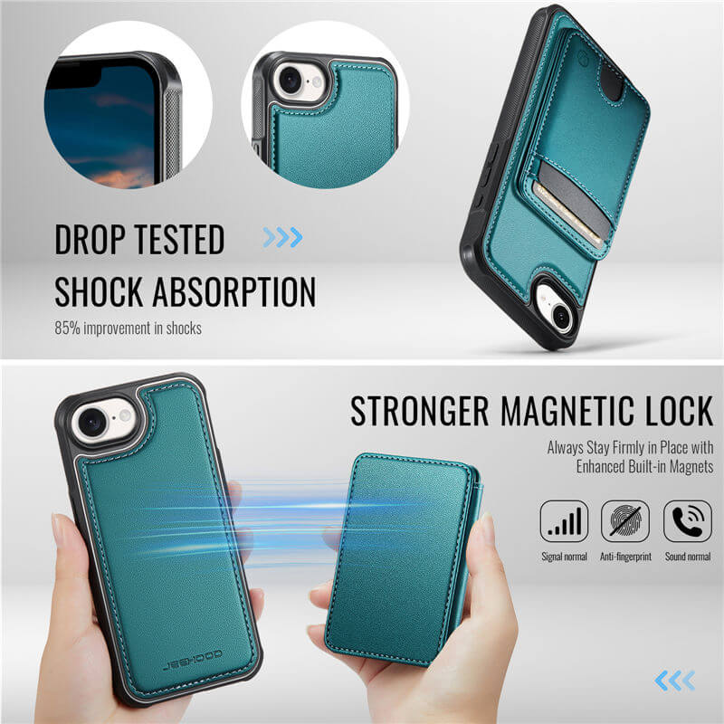 JEEHOOD iPhone 17e Detachable Magnetic Wallet Case