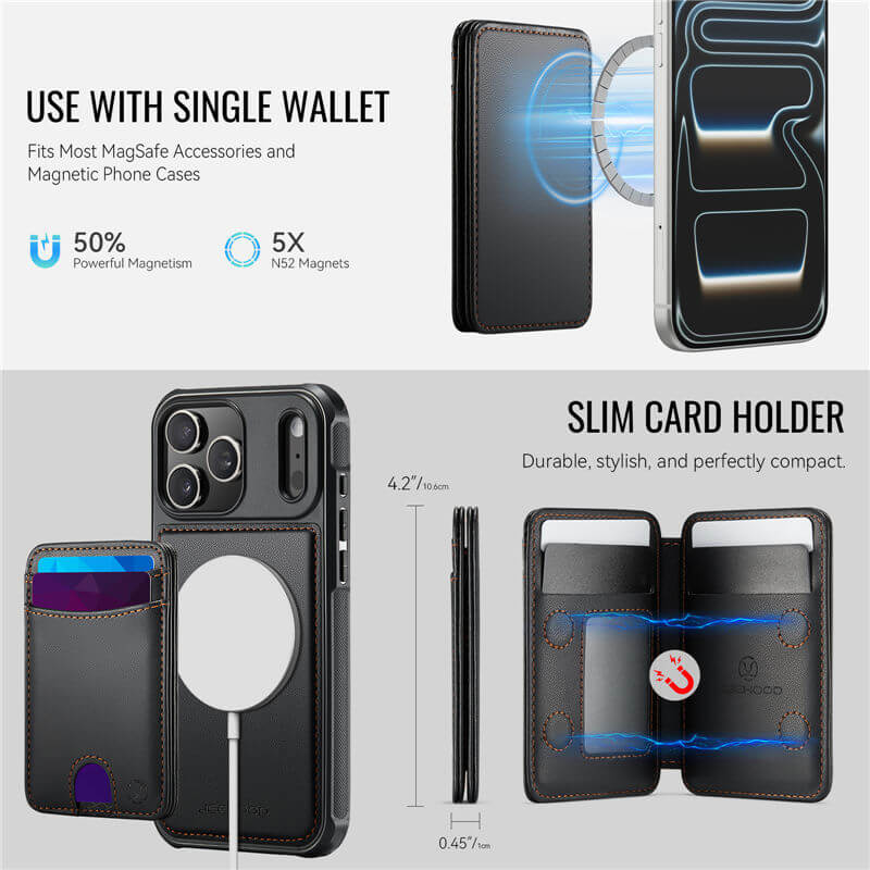 JEEHOOD iPhone 17e Detachable Magnetic Wallet Case